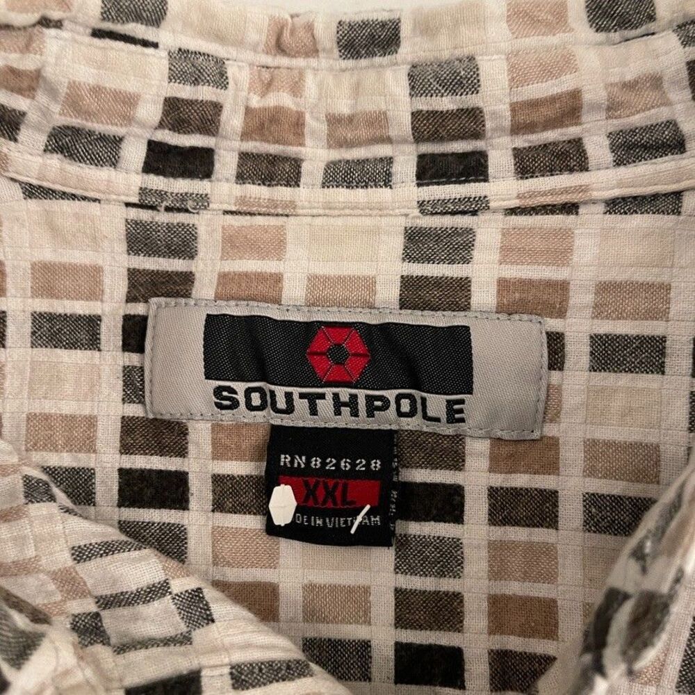 Southpole Shirt Men's XXL Textured Button Up Collared Short Sleeve Brown - Picture 7 of 9